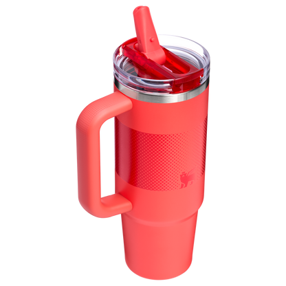 Stanley Quencher ProTour Flip Straw Tumbler Cup 30 OZ In Hot Coral Red Fade