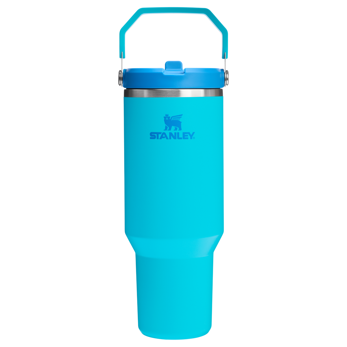 Stanley 40 OZ IceFlow Flip Straw Stainless Steel Tumbler In Splash Blue