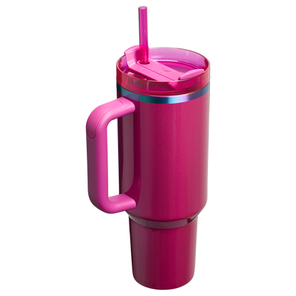 Stanley Valentine's Day 40 OZ Quencher Insulated Tumbler Cup With Straw & Handle In Berry Truffle Pink