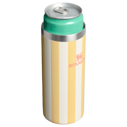 Stanley 10 OZ Everyday Slim Can Cooler Cup In Butter Yellow Stripe From The Oasis Collection